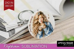 Coffee Girl Keychain PNG - Coffee Lover Keychain Sublimation Product Image 1