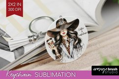 Coffee Girl Keychain PNG - Coffee Lover Keychain Sublimation Product Image 1