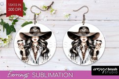 Coffee Girl Round Earrings - Coffee Lover PNG Sublimation Product Image 1