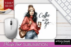 Coffee Girl Mouse Pad Sublimation - Coffee Lover Mousepad Product Image 1