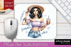 Coffee Girl Mouse Pad Sublimation - Coffee Lover Mousepad Product Image 1