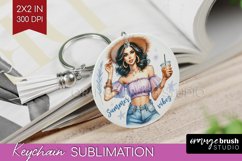 Coffee Girl Keychain PNG - Coffee Lover Keychain Sublimation Product Image 1