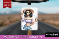 Coffee Girl Air Freshener PNG - Coffee Lover PNG Sublimation Product Image 1
