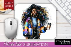 Coffee Girl Mouse Pad Sublimation - Coffee Lover Mousepad Product Image 1