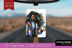 Coffee Girl Air Freshener PNG - Coffee Lover PNG Sublimation Product Image 1