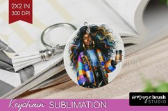Coffee Girl Keychain PNG - Coffee Lover Keychain Sublimation Product Image 1
