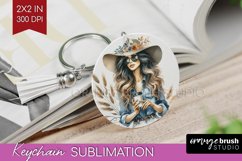Coffee Girl Keychain PNG - Coffee Lover Keychain Sublimation Product Image 1