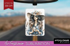Coffee Girl Air Freshener PNG - Coffee Lover PNG Sublimation Product Image 1