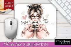 Coffee Girl Mouse Pad Sublimation - Coffee Lover Mousepad Product Image 1