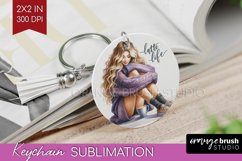 Coffee Girl Keychain PNG - Coffee Lover Keychain Sublimation Product Image 1