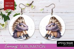 Coffee Girl Round Earrings - Coffee Lover PNG Sublimation Product Image 1