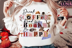 Drink Coffee Read Books Be Happy PNG Product Image 2
