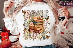 Colorful Boho Floral Bookworm Png, Bookish Png Product Image 2