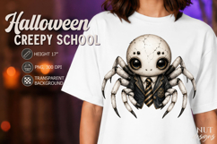 Creepy School Spider in vintage uniform Gothic Halloween PNG Product Image 1
