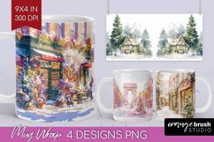 Christmas City Mug Wrap - Cozy Christmas Mug PNG Sublimation Product Image 1