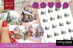 Christmas City Round Sticker - Cozy Christmas Printable Product Image 1