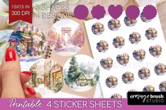 Christmas City Round Sticker - Cozy Christmas Printable Product Image 1