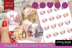 Christmas City Round Sticker - Cozy Christmas Printable Product Image 1
