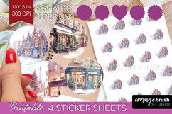 Christmas City Round Sticker - Cozy Christmas Printable Product Image 1