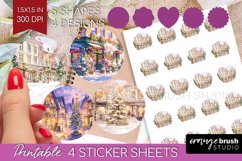 Christmas City Round Sticker - Cozy Christmas Printable Product Image 1
