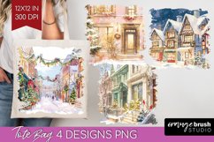 Christmas City Tote Bag - Cozy Christmas Tote Bag PNG Product Image 1