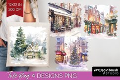 Christmas City Tote Bag - Cozy Christmas Tote Bag PNG Product Image 1