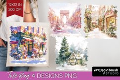 Christmas City Tote Bag - Cozy Christmas Tote Bag PNG Product Image 1