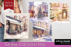 Christmas City Tote Bag - Cozy Christmas Tote Bag PNG Product Image 1