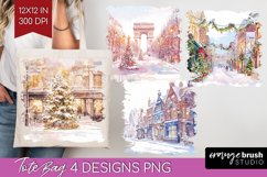 Christmas City Tote Bag - Cozy Christmas Tote Bag PNG Product Image 1