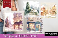 Christmas City Tote Bag - Cozy Christmas Tote Bag PNG Product Image 1