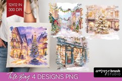 Christmas City Tote Bag - Cozy Christmas Tote Bag PNG Product Image 1