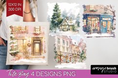 Christmas City Tote Bag - Cozy Christmas Tote Bag PNG Product Image 1