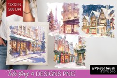 Christmas City Tote Bag - Cozy Christmas Tote Bag PNG Product Image 1