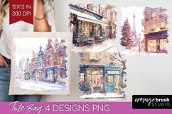 Christmas City Tote Bag - Cozy Christmas Tote Bag PNG Product Image 1