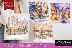 Christmas City Tote Bag - Cozy Christmas Tote Bag PNG Product Image 1