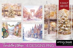 Christmas City Tumbler Wrap - Cozy Christmas Tumbler PNG Product Image 1