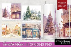 Christmas City Tumbler Wrap - Cozy Christmas Tumbler PNG Product Image 1