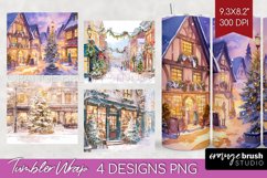 Christmas City Tumbler Wrap - Cozy Christmas Tumbler PNG Product Image 1