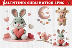 Crochet Valentines Day sublimation | Knitted love characters Product Image 1