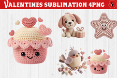 Crochet Valentines Day sublimation | Knitted love characters Product Image 1