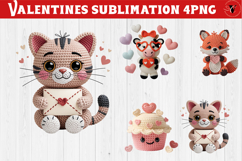 Crochet Valentines Day sublimation | Knitted love characters Product Image 1