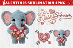 Crochet Valentines Day sublimation | Knitted love characters Product Image 1