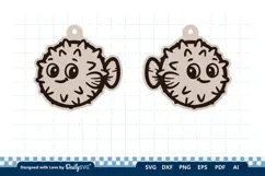 Cute Ocean Animal Earring SVG | Kawaii Sea Life Product Image 1