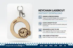 Cute Ocean Animal Keychain SVG | Kawaii Sea Life Product Image 1