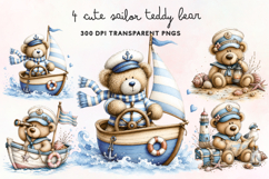Cute Sailor Teddy Bear Clipart PNG Product Image 1