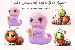 Cute Whimsical Caterpillar Clipart PNG Product Image 1