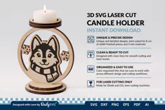 Cute Winter Animal Candle Holder SVG | Laser Cut Decor Product Image 3