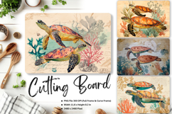 Turtle Cutting Board Blue Ocean Chopping Board Sublimation Product Image 1