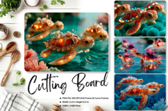 Turtle Cutting Board Blue Ocean Chopping Board Sublimation Product Image 1