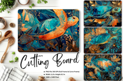 Turtle Cutting Board Blue Ocean Chopping Board Sublimation Product Image 1
